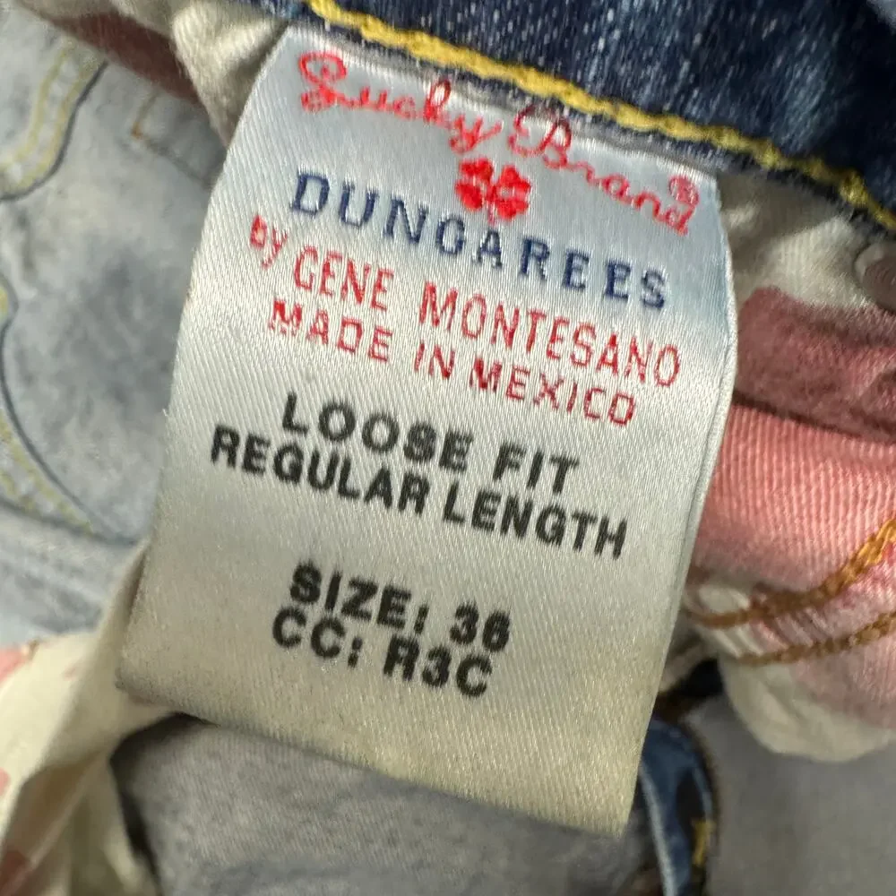 Lucky Brand Jeans Loose Fit Mens 36 (36x30 ACTUAL) Faded Wash Blue Denim Vintage